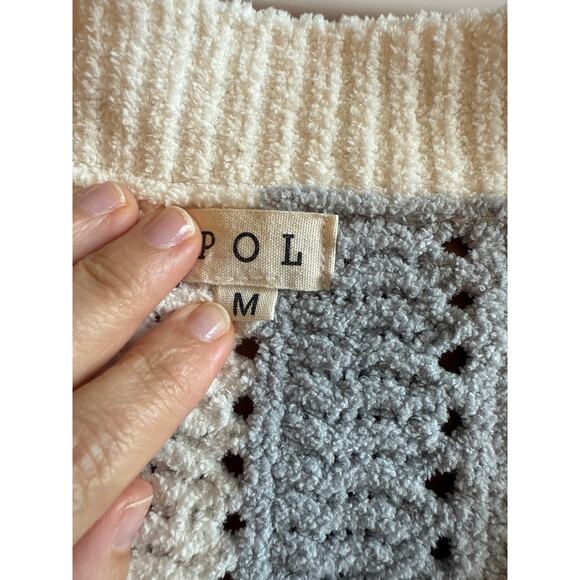 POL Oversized Open-Knit V-Neck Sweater Multi-Color Women’s Medium - Picture 7 of 8